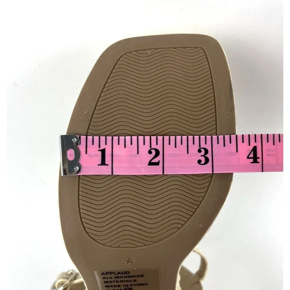 Natural Womens Chunky Platform Heels Sandals white open Toe Ankle Strap SZ 8.5